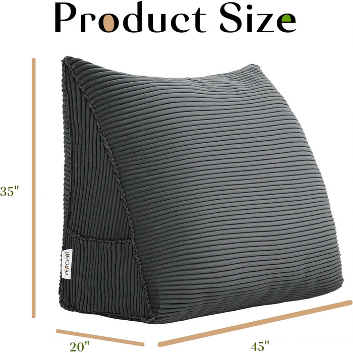 Підлогове подушник-підголівник Johnear для ліжка та дивана, 45x20x35 см, сірий
