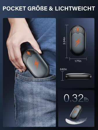 Електричні грілки для рук 2 шт. - Ultraleicht, перезаряджаються, портативні, 3 режими нагріву, до 24 годин, багаторазові USB грілки для рук для активного відпочинку взимку (сірий)