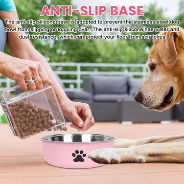 Набір з 4 мисок для собак з нержавіючої сталі, протиковзкі, для води та корму, 18 см, підходять для собак та котів будь-якого розміру