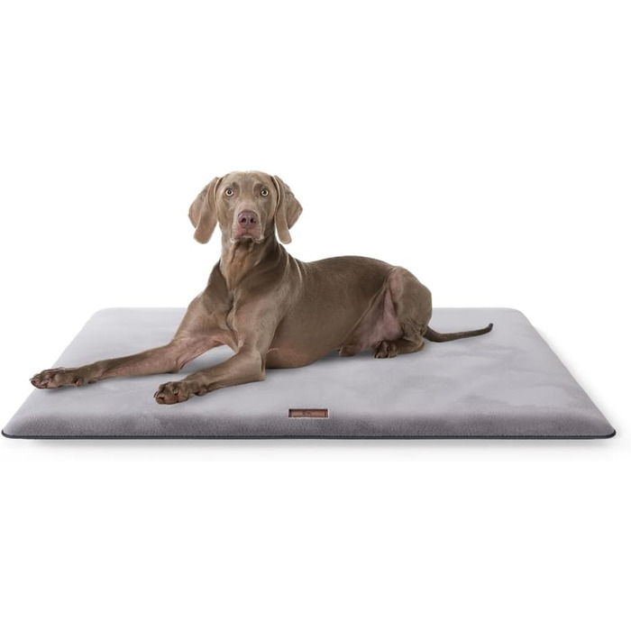 М'яка лежанка для собак Knuffelwuff Sunport 88x55 см - для великих, середніх та маленьких собак. Сіра лежанка для дому, авто, кемпінгу.