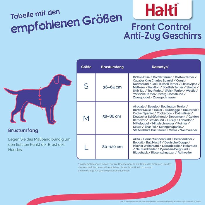 Шлейка HALTI Front Control для собак середнього розміру - запобігає ривкам на повідку, м'який контроль, зручне регулювання