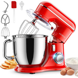 Кухонна машина з міксером, 10 швидкостей, 4.5л, з набором насадок (для випічки, тіста, збивання) - червона