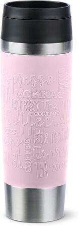 Термокружка Emsa N20220 Travel Mug Classic, 0.5 л, нержавіюча сталь, 6 год гаряча, 12 год холодна, щільна, для подорожей, з невеликим отвором для пиття, пастельно-рожевий колір