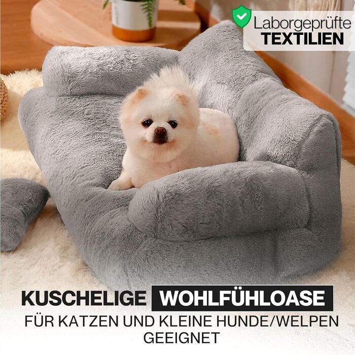 Кішка Софа Simba для котів та собак сірого кольору | З міні-подушкою | 70x48 см | Ліжко для котів та собак | М'яке, з достатньою підкладкою | Знімний чохол