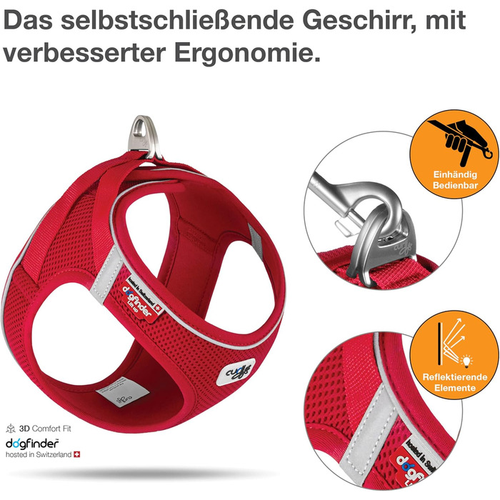 Шлейка для собак Curli Clasp Air-Mesh (Червоний, XS, в смужку)