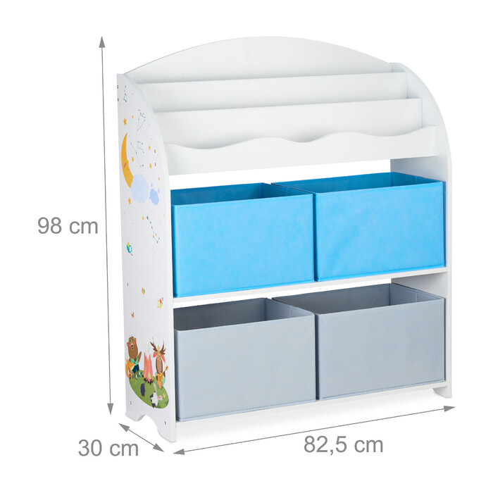 Relaxdays Children's Shelf with 4 Fabric Boxes