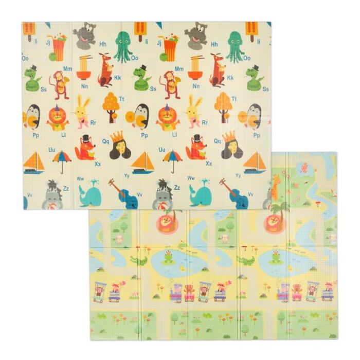 Relaxdays Foldable Play Mat Animals, Road, ABC