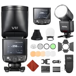 Спалах Godox V1 Mid-F для Fujifilm: кругла голова, TTL, HSS 1/8000s, 55Ws, з диффузором AK-R1, USB-C акумулятор, для камер XT-5, X-E1, XT-3
