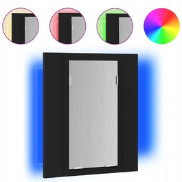 Шафа у ванну кімнату з дзеркалом та RGB LED-підсвіткою, 40x12x45 см, чорна