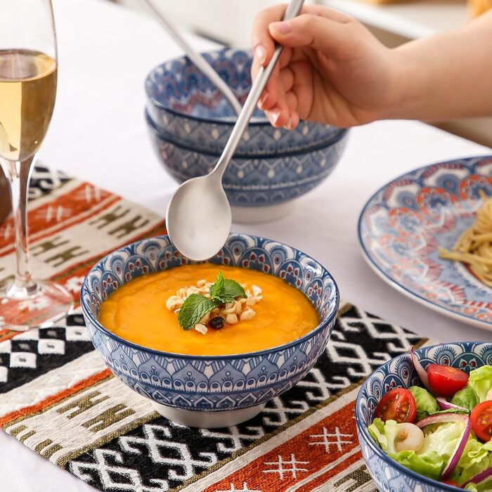 Сервіз столовий порцеляновий Vancasso MANDALA 32 елементи, 8 персон, ручна робота, богемський стиль, бірюзовий мандала