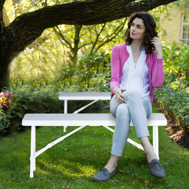 Relaxdays White Beer Bench, 2-Piece Set