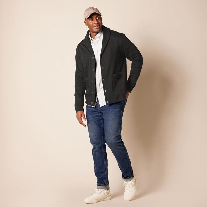 Чоловіча в'язана жилетка Amazon Essentias з капюшоном та коміром-шарфом (XXL, Темно-сірий меланж)