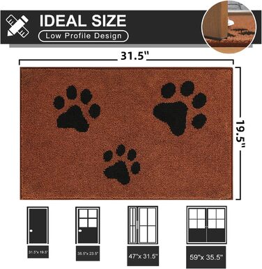 Привідний килимок Mibao для входу та авто 60x90 см, протиковзкий вологопоглинаючий килим для бруду та лап тварин, що миється в машинці (Коричневий)