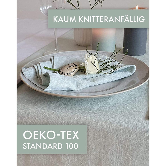 Farnberg Premium Linen Table Runner - Modern Table Decoration for Kitchen Table, Dining Table - Table Runner - Tablecloth - (40 x 150 cm) - Solid Mint