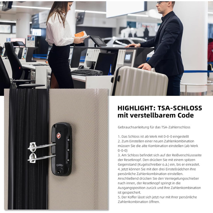 Валіза Beibye TSA 2080 з подвійними колесами, набір, хардлайнер (шампань)