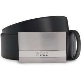 Чоловічий шкіряний ремінь BOSS Baxton з логотипом, чорний
