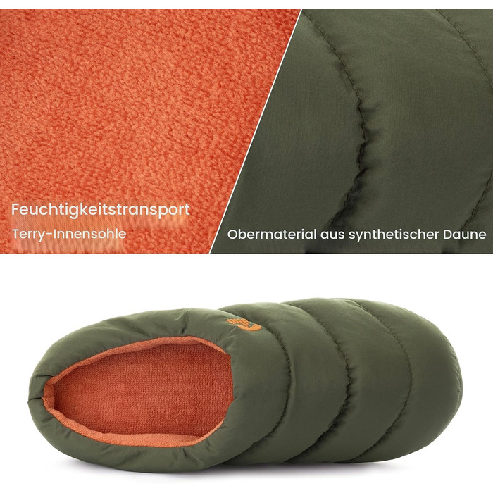 Чоловічі капці RockDove з піною з пам'яттю та пухом, розмір 42/43 EU, колір: мисливський зелений