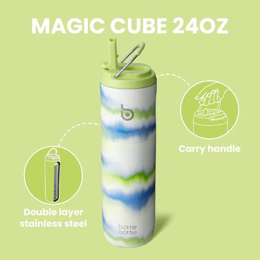 BOTTLE BOTTLE Insulated Stainless Steel Water Bottle 750 ml with Straw, Lid & Handle – Leak-Proof, BPA-Free, Double-Walled – Ideal Water Bottle for Sports, Travel & Fitness (Green) (Mist)