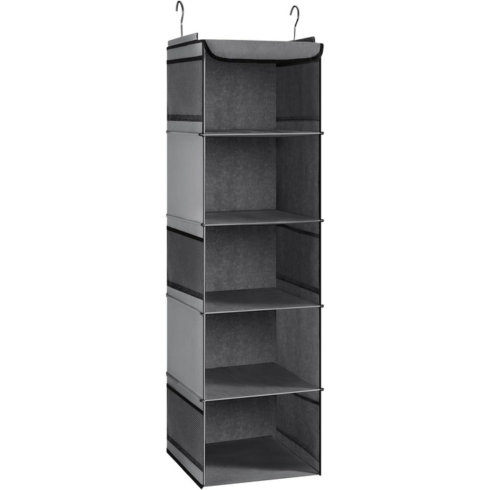 Настінна полиця-органайзер з 5 відділеннями, сіра, 30 x 30 x 108 см