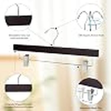 Набір дерев'яних вішаків для штанів та спідниць Quality Hangers з регульованими затискачами, лотовий дерев'яний матеріал, колір махагон, 10 шт.