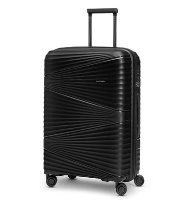 Набір валіз з жорстким корпусом 3 шт. | Міцний поліпропілен | 4 колеса, TSA-замок (Collection 02) (Чорний металік, валіза M (67 см))