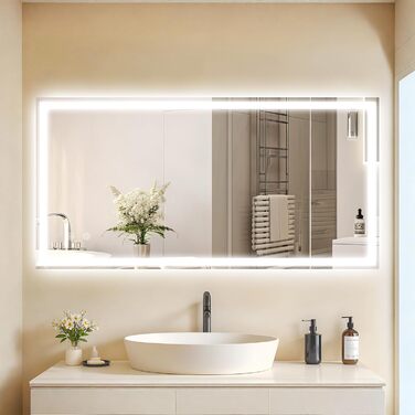 Дзеркало для ванної кімнати Clevich з підсвічуванням 70x50 см, LED, 3 кольори світла, регулювання яскравості, захист від вибуху, сенсорне керування, пам'ять, антизапар, для ванної кімнати