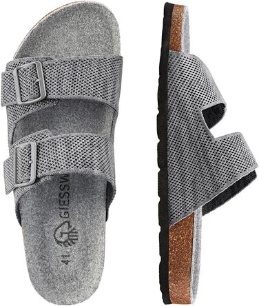 Giesswein Merino Slides жінки - Шльопанці з анатомічною устілкою з корка - Комфортні сандалі з регульованими ремінцями з ажурного трикотажу - Домашні капці з мериносовою устілкою (40 EU, Slate)