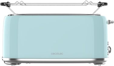 Тостер Cecotec Toaster 2 Scheiben Toast&Taste 1000 Retro Double: 980 Вт, нержавіюча сталь, 2 слоти, регулювання потужності, піддон для крихт (Blue)