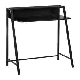 HOMCOM Computer Desk Stylish Writing Desk with Storage and Cable Management, Metal Black 84x45x85cm for Home Office and Study