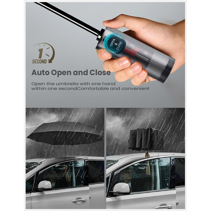 MidingChai Парасолька-зонт Штормостійка, велика, з захистом від УФ, автоматична, портативна, XXL для гольфу, подорожей та відпочинку, чорна (для чоловіків та жінок)