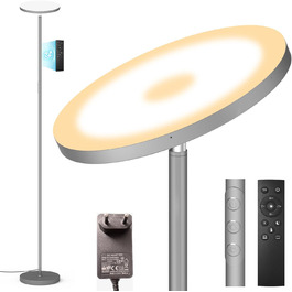 Стеляна LED-лампа Stehlampe для вітальні, 4200LM з регулюванням яскравості, пультом та сенсорним керуванням, 36W, сірий колір