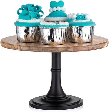 Дзеркальце для торта NUPTIO, 3 шт. в наборі: дерев'яний, рустикальний, для весілля, дня народження, дитячого свята, десертів та тістечок (чорний, 25.5 см)