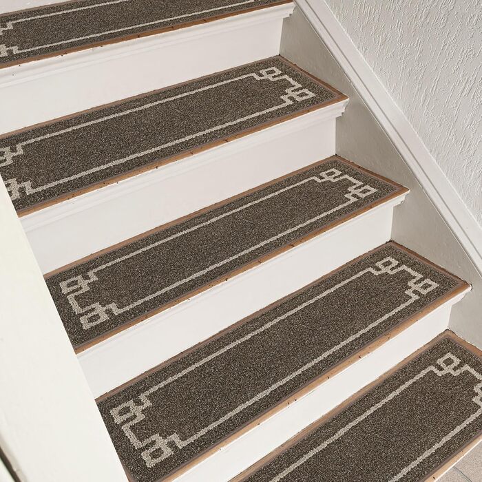 Килимок для сходин BEQHAUSE, 15 шт., самоклеючий, для дітей, літніх людей та домашніх тварин, 100% поліестер, TPE-підкладка, 22x70 см, коричневий