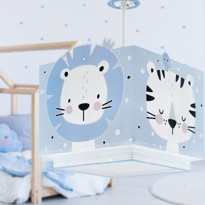 Dalber Kids Lamp Pendant Light Hanging Lamp Baby Jungle Animals Jungle Animals, Plastic, Blue