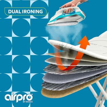 Airpro by Widex 6-layer ironing board cover for steam irons - XXL size, universal, max 137x48 cm - no more water under the ironing board - irons up to 50% faster - Made in Europe Circle Parts XXL