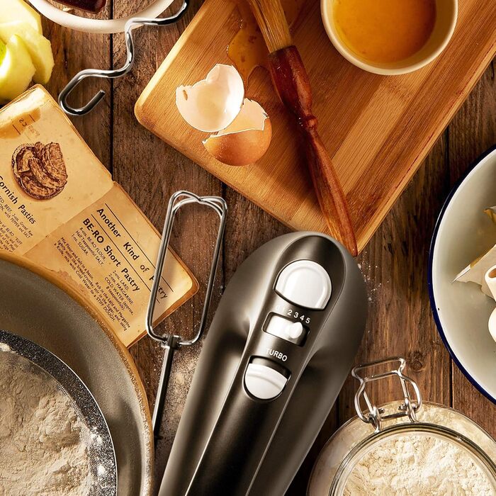 Ручний міксер Duronic HM4 BK 400W з набором насадок: вінчики, гаки для тіста, для випічки, тіста та збивання яєць