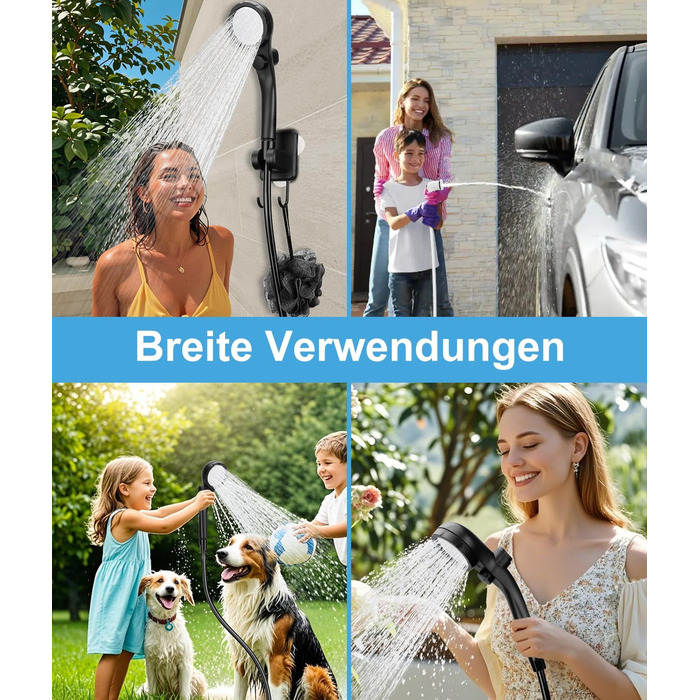 Портативна душова кабіна WADEO для кемпінгу з акумулятором та насосом, 6000-8000mAh, мобільний душ для відпочинку, подорожей, автомийки, сірого кольору, з індикатором температури та заряду акумулятора