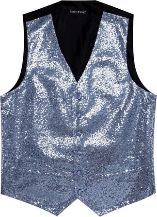 Блакитна жилетка для чоловіків Barry.Wang з паєтками, метеликом, комплект, блискуча, для вечірок, фестивалів, дискотек, випускного, XL