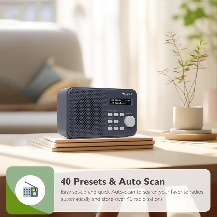 MD5 Портативне DAB радіо зі стерео звуком, Bluetooth 5.3, 2.4