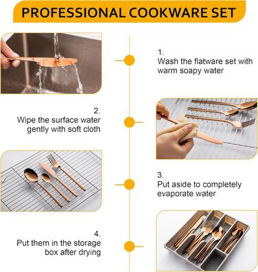 Набір столових приборів Velaze, 24 шт. (рожеве золото) для 6 осіб