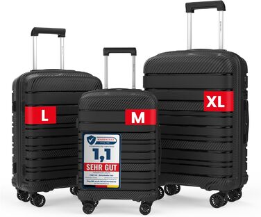 Чемодан GENTOR великий на колесах 64x44x24 см – Легкий валіз з жорстким корпусом та TSA-замком – Чемодан з жорсткою обшивкою L для подорожей та відпочинку – Чорний L Чорний