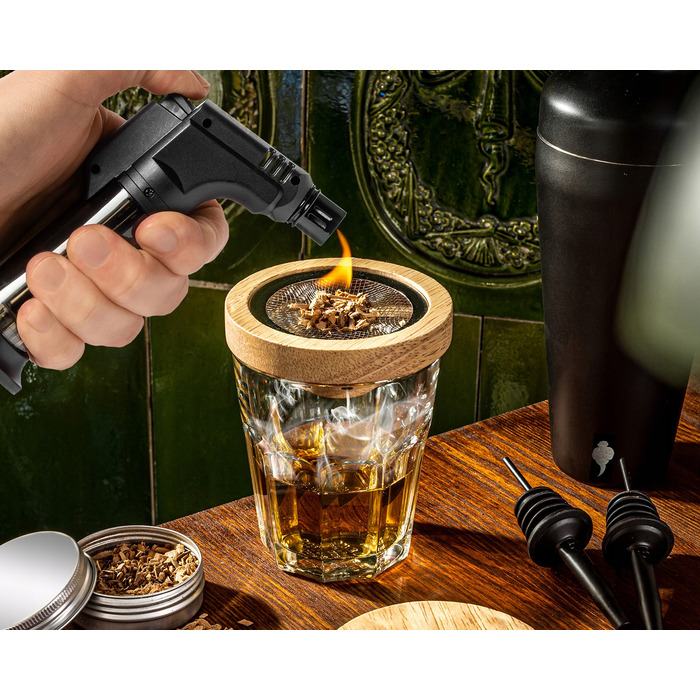 Великий подарунковий набір бармена для коктейлів та копчення віскі