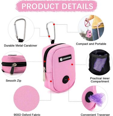 Сумка для ласощів та пакетиків для вигулу собак COOWONE, рожевий колір