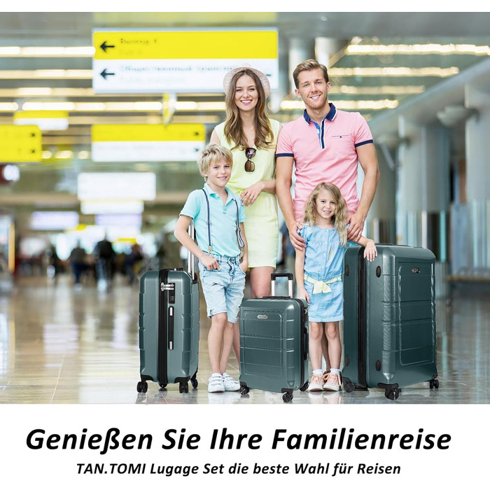 Набір валіз TANTOMI 3 шт. з твердим корпусом ABS+PC – 20/24/28 дюймів, валіза з 4 поворотними колесами та 3-цифровим замком, набір валіз (M-L-XL), світло-темно зелений колір