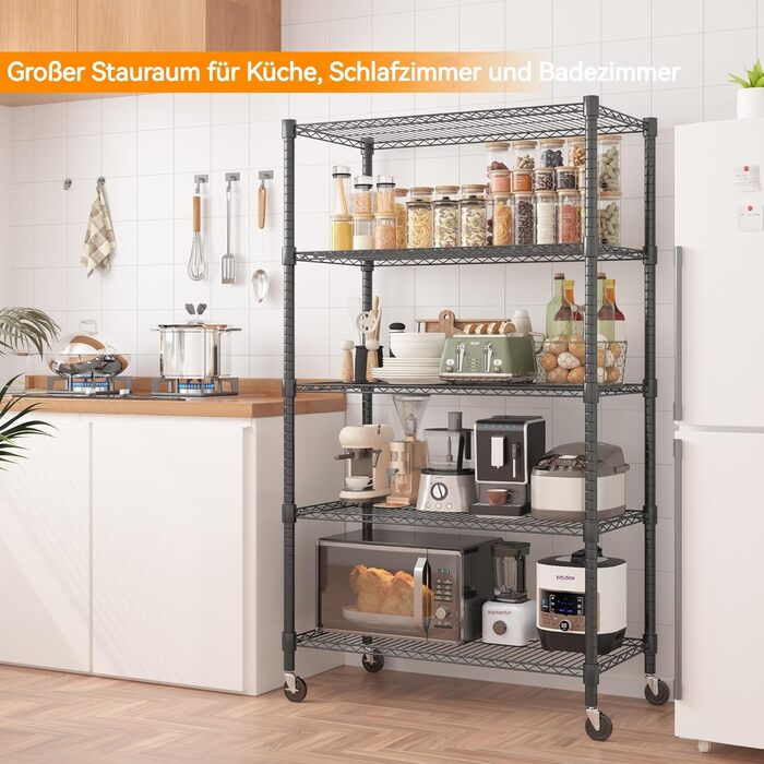 Himimi 5-Tier Rolling Wire Shelving Unit