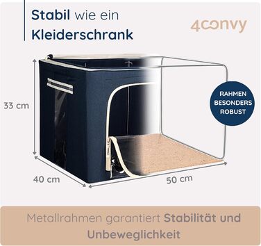 Sturdy Foldable Clothes Storage Box with Zipper, Metal Frame - [2024 IMPROVED MATERIAL] Bedding Storage Bag - Sturdy Clothes Storage Box - 2x66L
