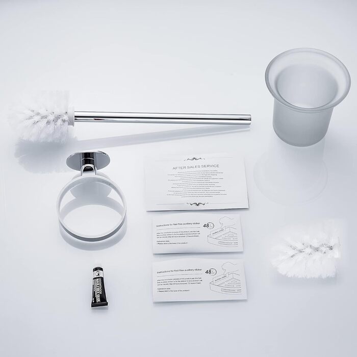 Набір для чищення унітазу GERUIKE з керамічним тримачем (сірий матовий, хром-срібло)