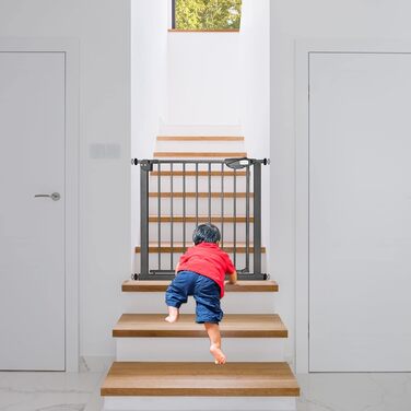 Захист для сходів HENGMEI: сітка для дитячої безпеки на двері, без свердління, 75-85 см, автоматичне закриття, металева сітка, чорний колір