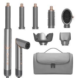 OKWRAP Hairstyler 5 в 1: Набір для укладки волосся з феном, іонізацією, автоматичною завивкою, плойкою та гребінцем для об'єму (сірий)