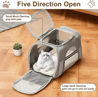 Транспортний бокс для котів Romon - переноска для тварин, переноска для кота, сумка для кошенят та собак до 6 кг (сірий, 44x28x25 см)